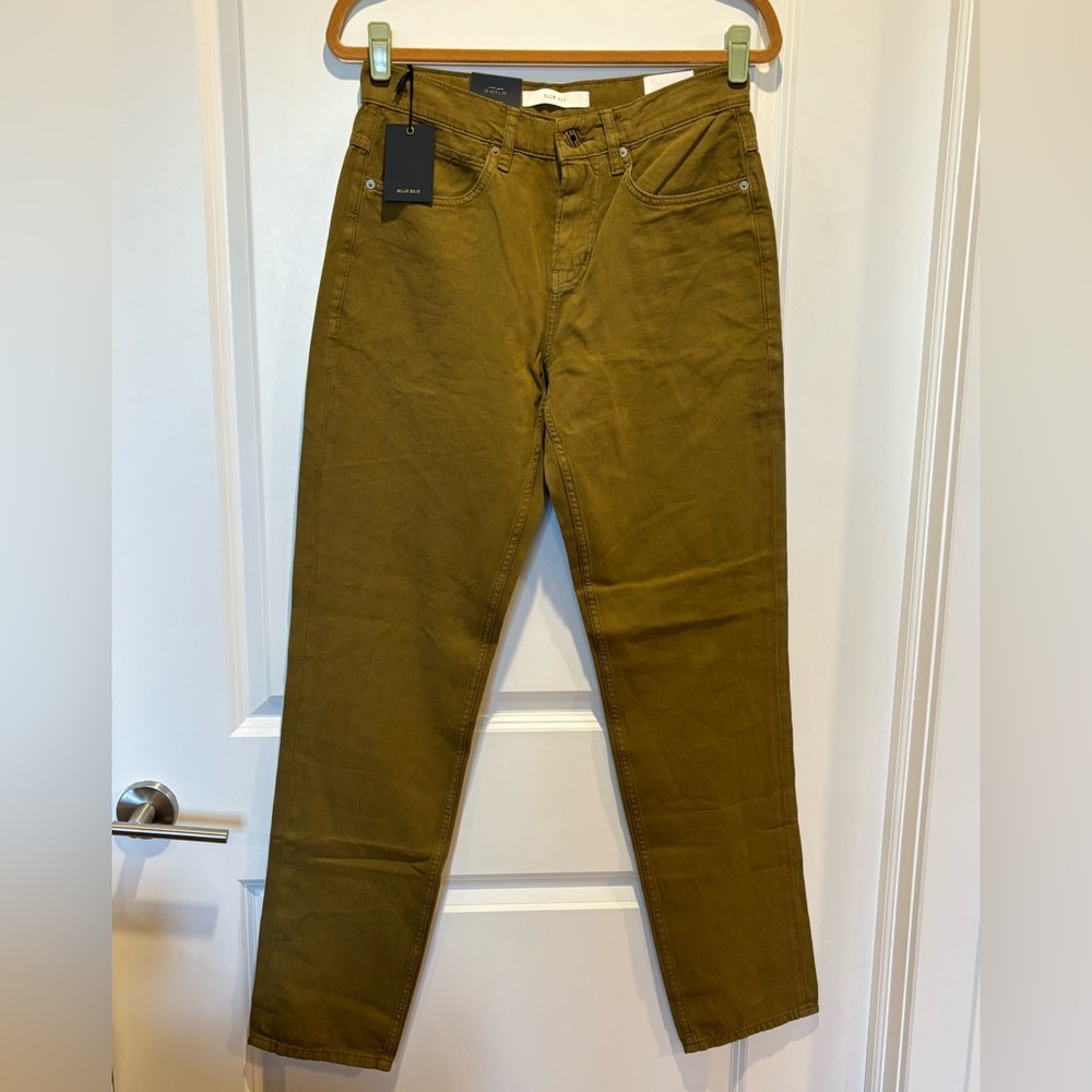 NWT Billy Reid Cotton Linen 5 Pocket Pant 30 x34 Olive Green Men's Slim Chinos